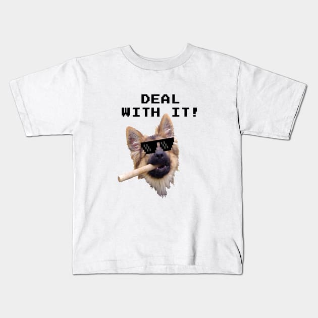 German Shepherd - Deal With It Kids T-Shirt by Huschild